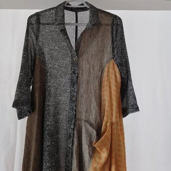 Alembika Meredith mixed pattern trapeze shirt dress women's size 1 - Picture 3 of 9